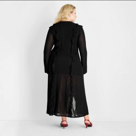 Women's Long Sleeve Ruffle Maxi Dress - Future Collective Black XXL - Picture 3 of 6